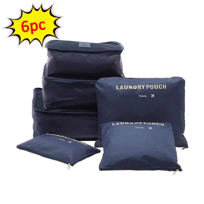 Waterproof Travel Packing Cubes Set 6 Pcs Organizer for Luggage, Laundry, and Storage