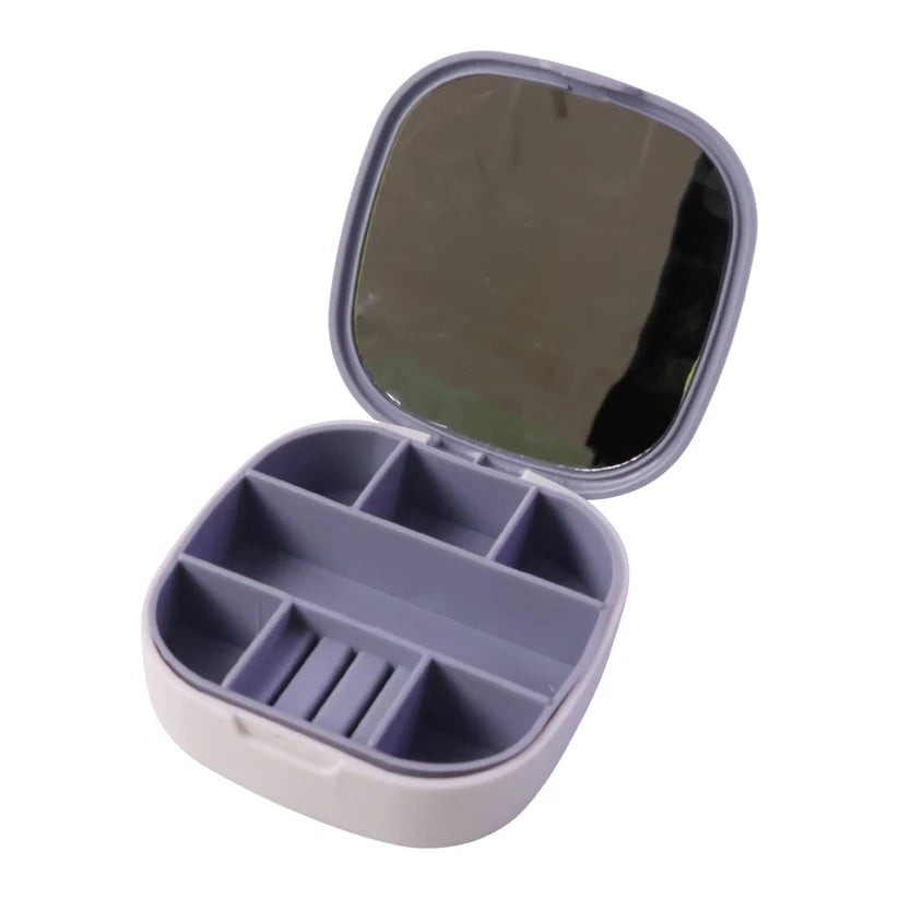 Plastic Jewelry Storage Box With Built-in Mirror  Multi-section (1 Pc)