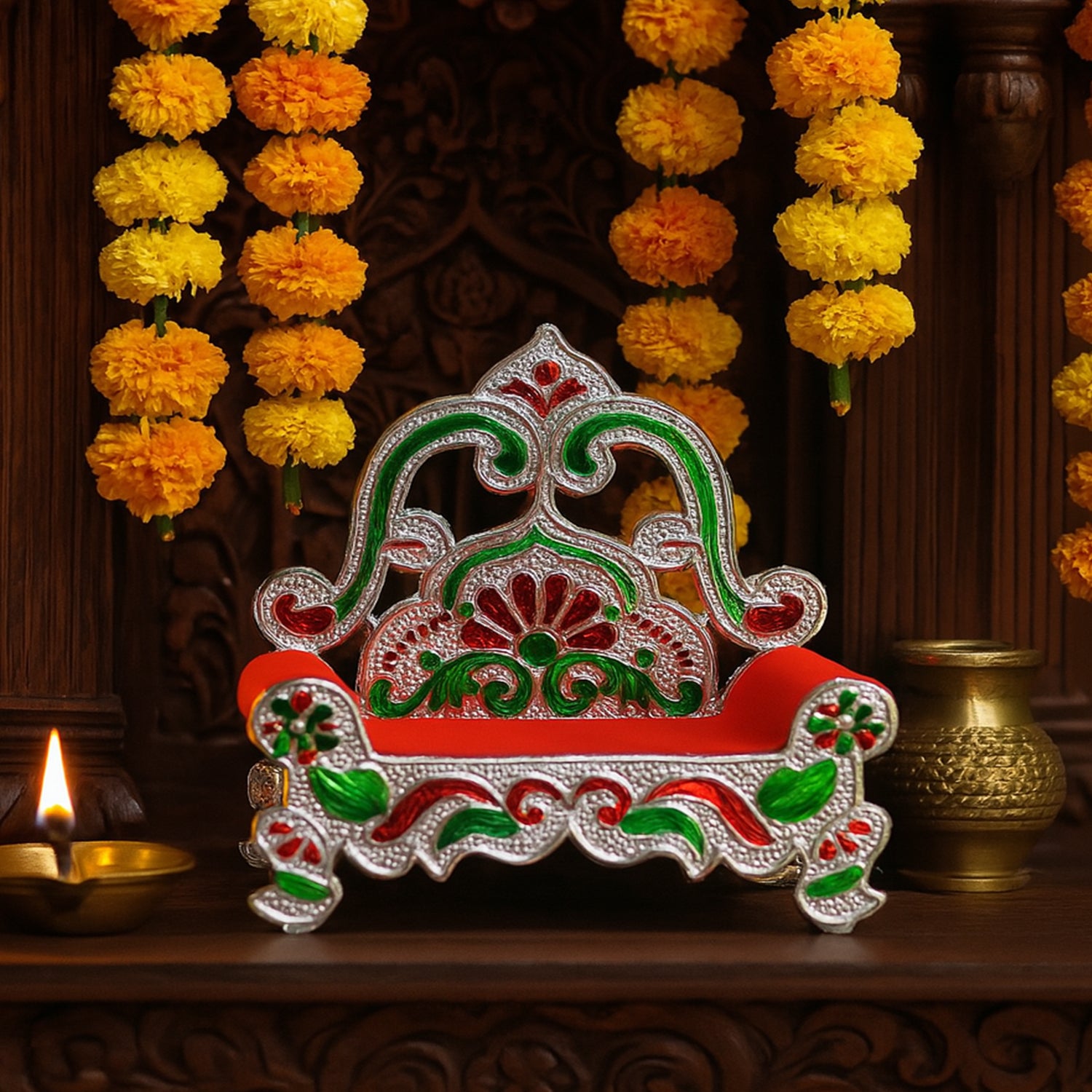 Plastic Decorative Small Singhasan For Laddu Gopal Krishna Ji Or Ganesha Idol (1 Pc)