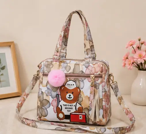 Women's Printed PU Leather Handbag – Stylish Shoulder & Crossbody Tote Bag with Adjustable Sling