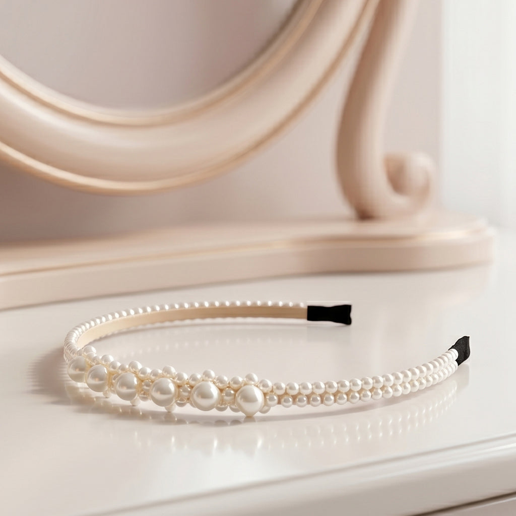 Pearl Beaded Designer Hairband For Women Stylish Headband (1 Pc)
