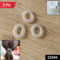 Transparent Spiral Coil Hair Band With Case 3 Pc Set