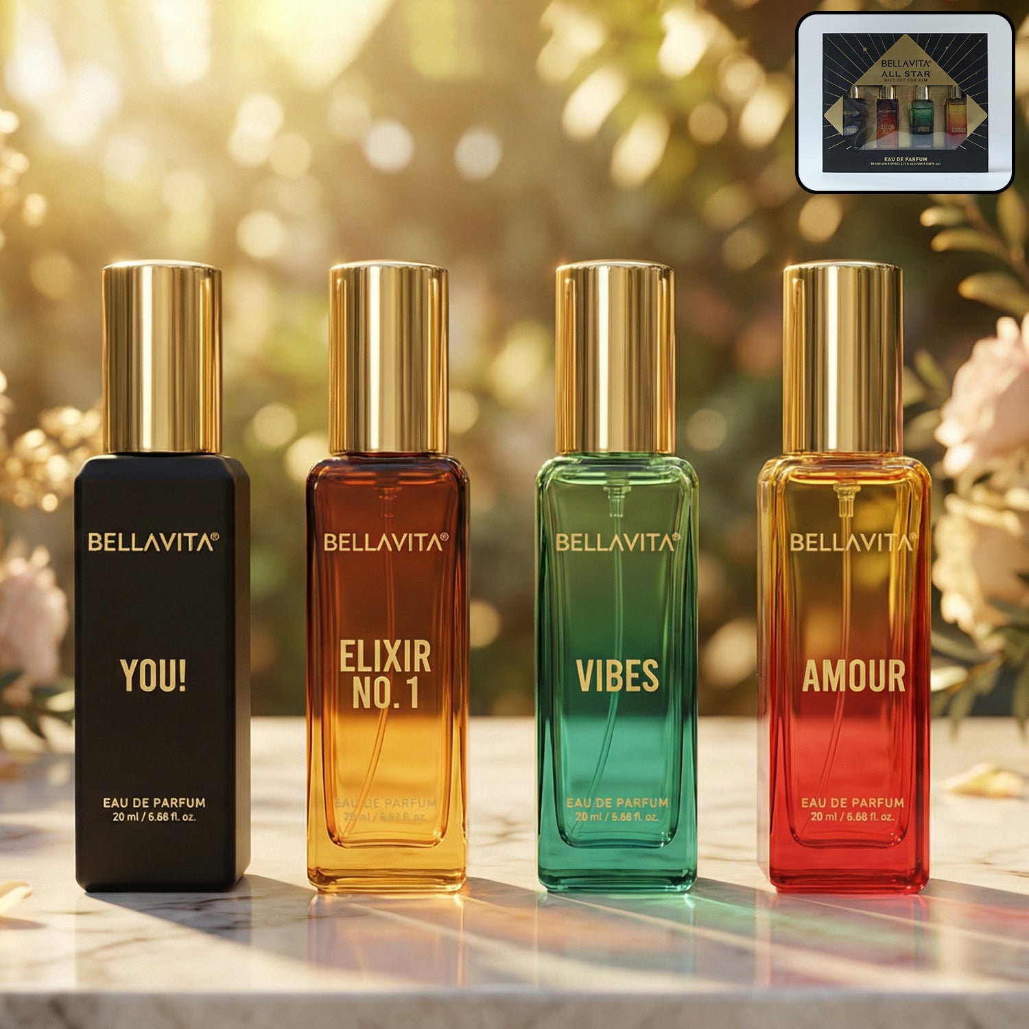 Bellavita Premium All Star Perfume Gift Set (4 Pc 20 Ml Each)