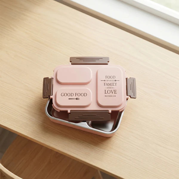 Lunch Box (200 Ml Each Container) With Attractive Stand - 4 Pcs