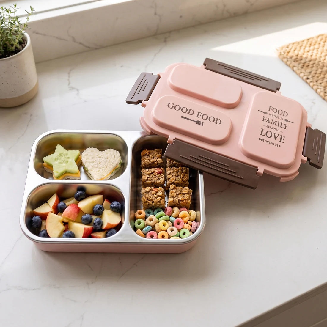 Lunch Box (200 Ml Each Container) With Attractive Stand - 4 Pcs