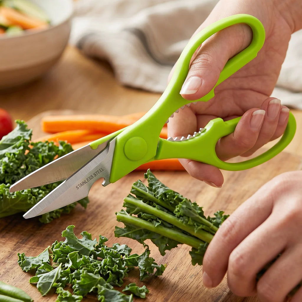 Multifunction Kitchen Tools Stainless Steel And Plastic Kitchen Knife And Scissor Ideal Accessory Set For Kitchen - 9142