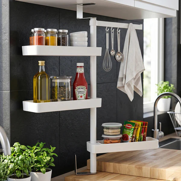 Kitchen Organization Rotating Shelf Storage Racks Multipurpose Adjustable (1 Set)