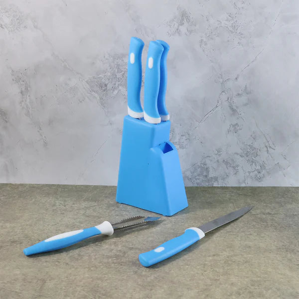 Stainless Steel Knife  Peeler Set With Stand - 6 Pcs - 2211