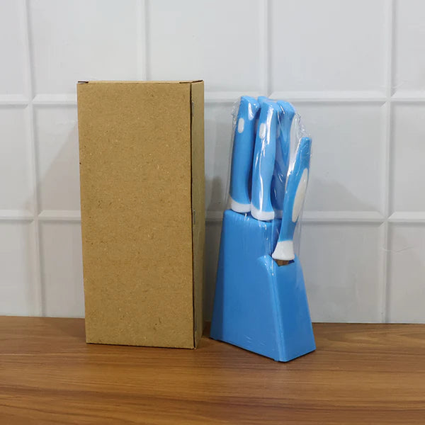 Stainless Steel Knife  Peeler Set With Stand - 6 Pcs - 2211