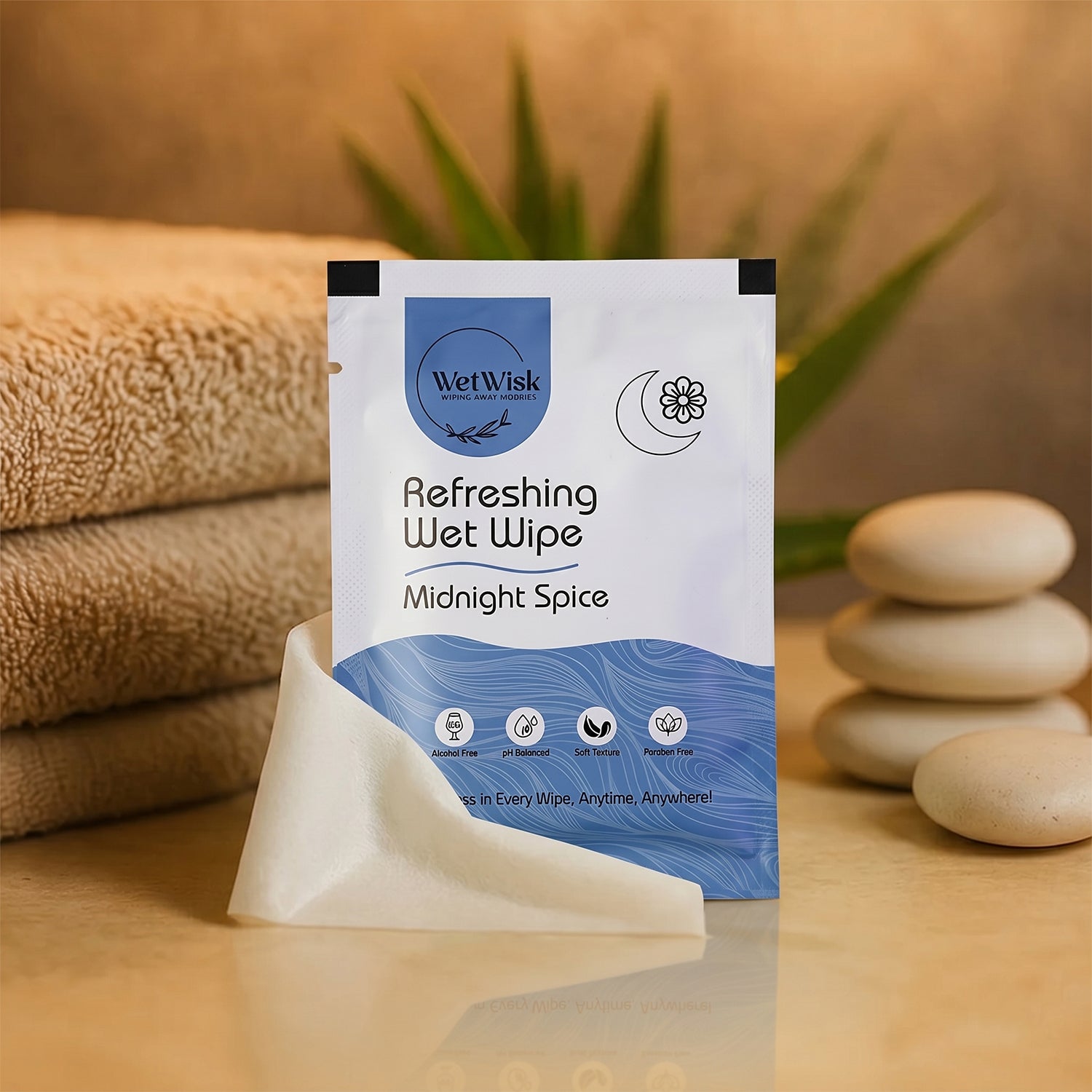 Midnight Spice Refreshing Wet Wipes Face Body  Hand Cleansing (1 Pc)