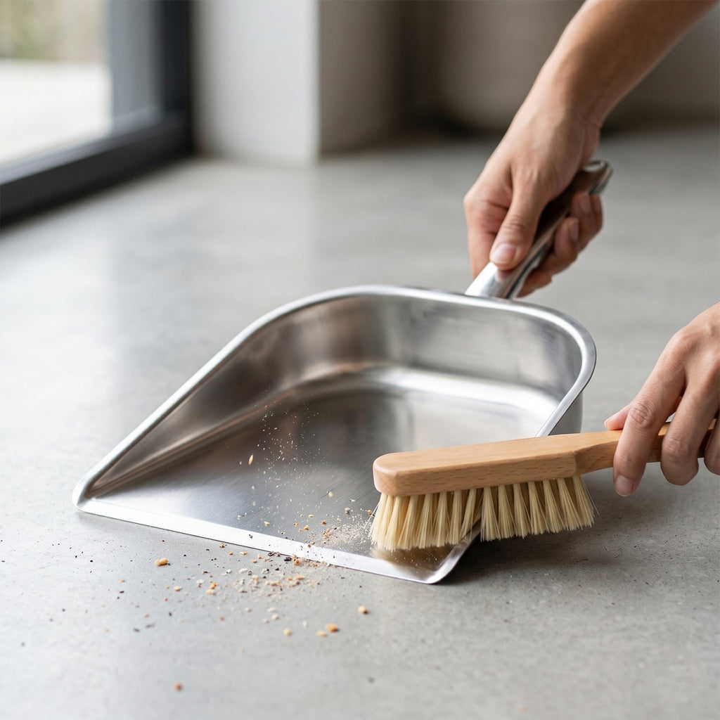 Heavy Duty Metal Dustpan Stainless Steel Dust Pan With Handle (1 Pc)