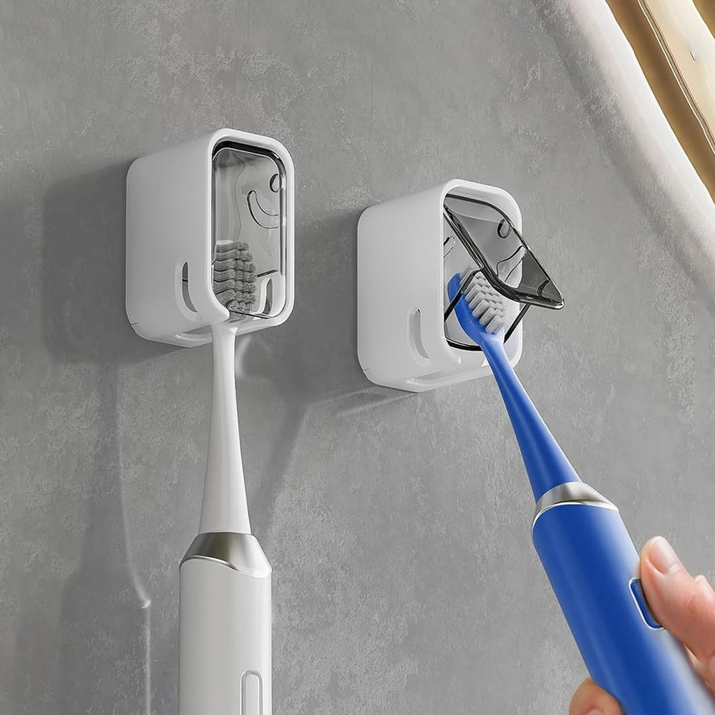 Self Adhesive Dustproof Toothbrush Holder  Space-saving Wall Mount
