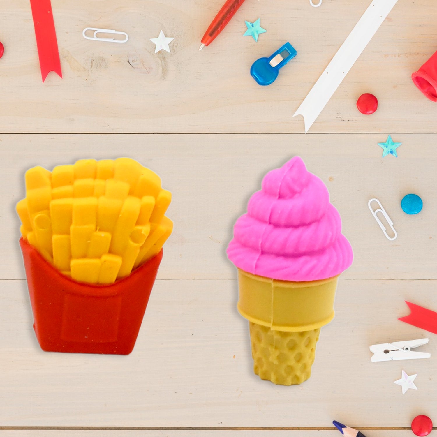 18028 3d Food Fancy  Stylish Colorful Erasers Mini Eraser Creative Cute Novelty Eraser For Children Different Designs Eraser Set For Return Gift Birthday Party School Prize (1 Set  Mix Design  Color)