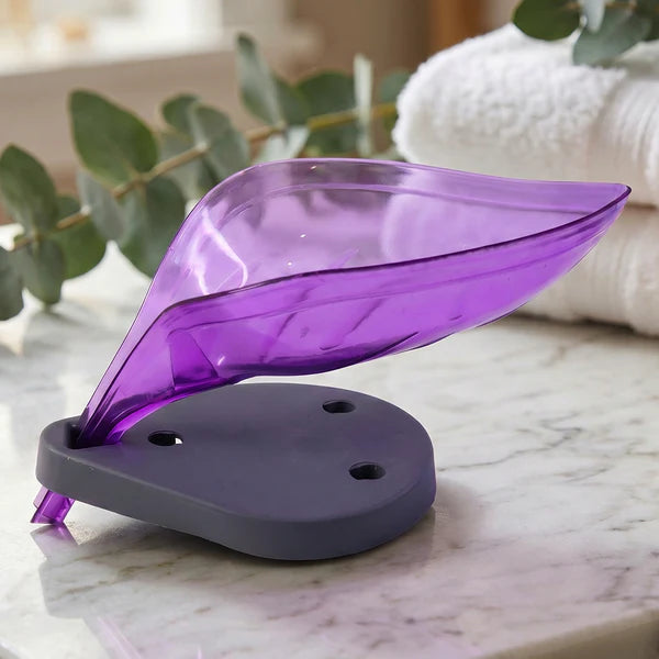 Soap Tray Self Draining Leaf Soap Box Storage Soap Box Rack Leaf Laundry Soap Box With Suction Cup Suitable For Bathroom And Kitchen Plastic Tray Rack (1 Pc) - 1081