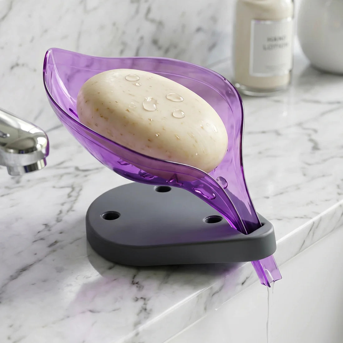 Soap Tray Self Draining Leaf Soap Box Storage Soap Box Rack Leaf Laundry Soap Box With Suction Cup Suitable For Bathroom And Kitchen Plastic Tray Rack (1 Pc) - 1081