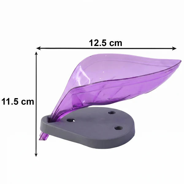 Soap Tray Self Draining Leaf Soap Box Storage Soap Box Rack Leaf Laundry Soap Box With Suction Cup Suitable For Bathroom And Kitchen Plastic Tray Rack (1 Pc) - 1081
