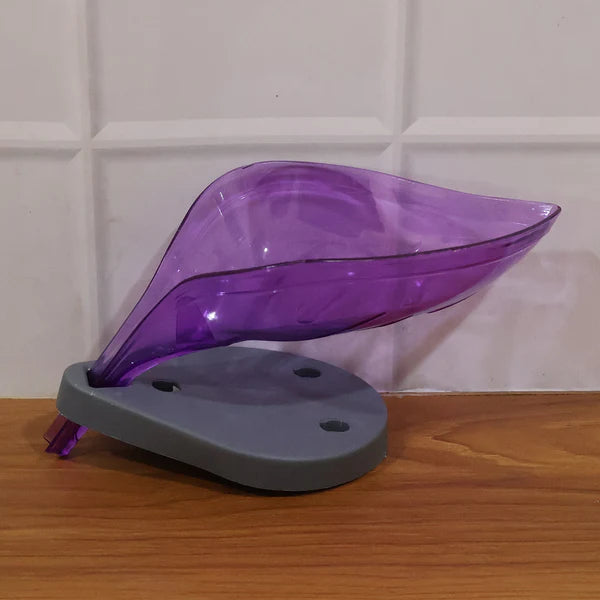Soap Tray Self Draining Leaf Soap Box Storage Soap Box Rack Leaf Laundry Soap Box With Suction Cup Suitable For Bathroom And Kitchen Plastic Tray Rack (1 Pc) - 1081