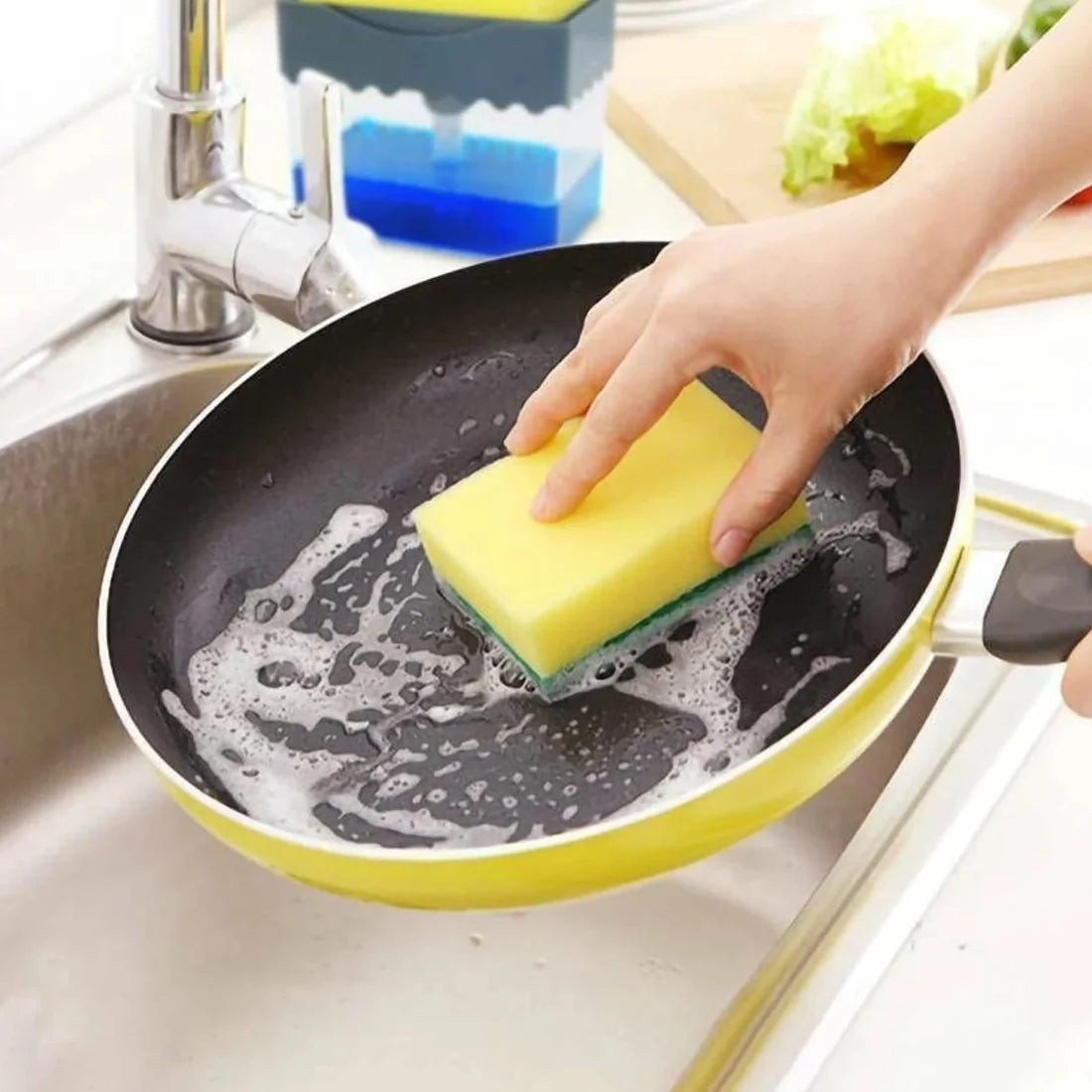 Liquid Soap Dispenser On Countertop With Sponge Holder For Pet - 1485