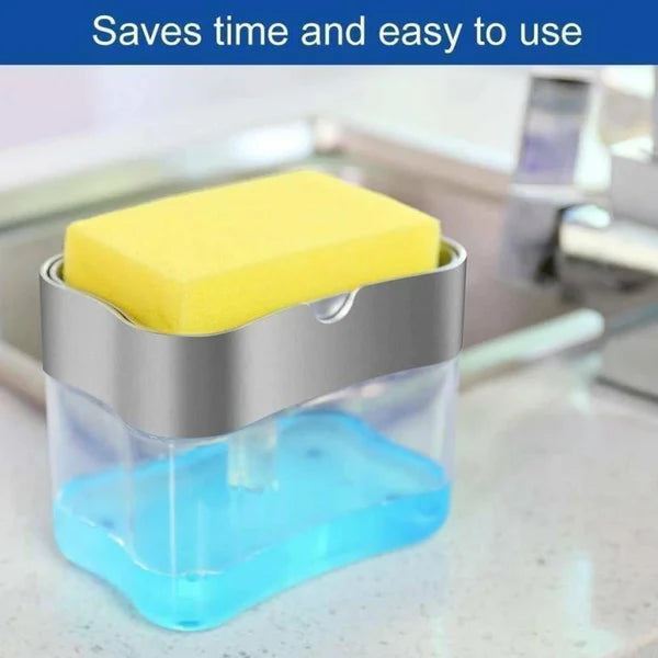 Liquid Soap Dispenser On Countertop With Sponge Holder For Pet - 1485