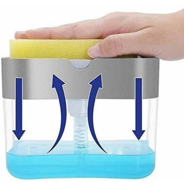 Liquid Soap Dispenser On Countertop With Sponge Holder For Pet - 1485