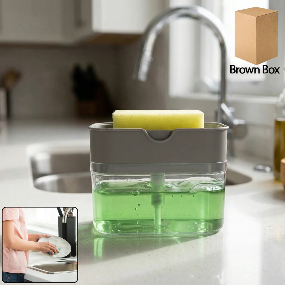 Liquid Soap Dispenser On Countertop With Sponge Holder For Pet - 1485