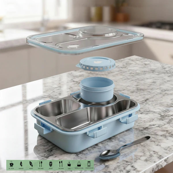 Premium Stainless Steel Compartment Lunch Box 1 Set