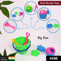4486 Sand Game Castle Building Plastic Beach Toy Set For Kids Summer Fun Creative Activity Playset Gardening Tool With Accessories  Bucket-pack Of 6 Pcs