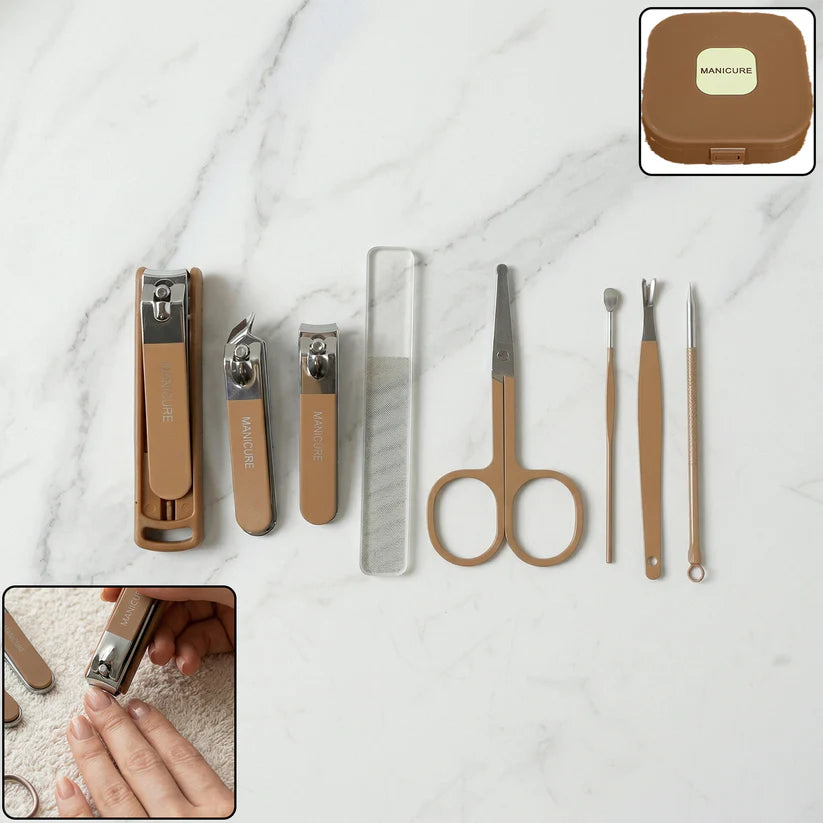 8 In 1 Premium Manicure  Pedicure Grooming Kit - (Set)