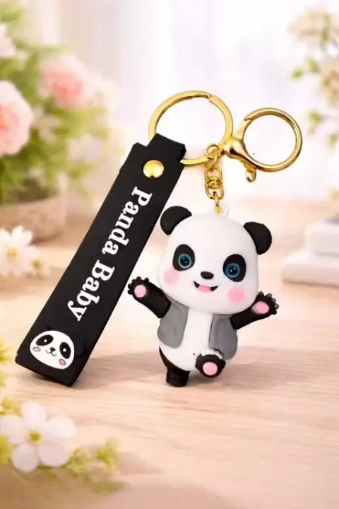 Panda Baby Keychain – Cute Silicone Cartoon Key Ring