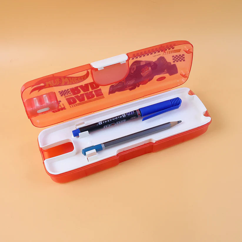 Plastic Pencil Box With Led Light  Cartoon Print (1 Pc)