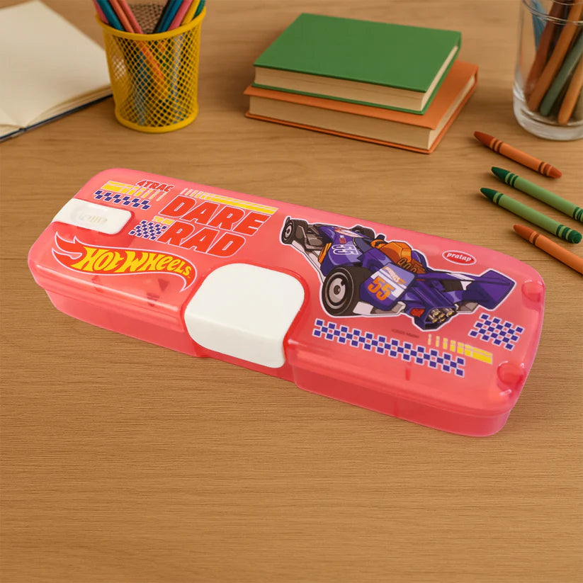 Plastic Pencil Box With Led Light  Cartoon Print (1 Pc)