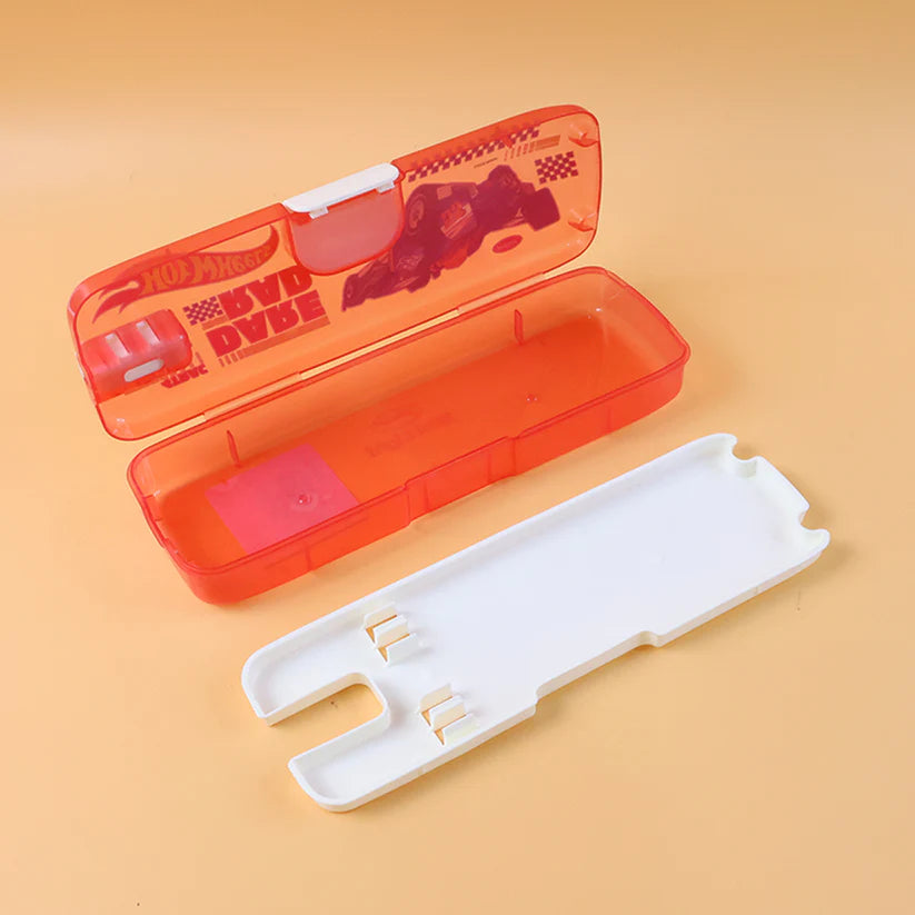 Plastic Pencil Box With Led Light  Cartoon Print (1 Pc)