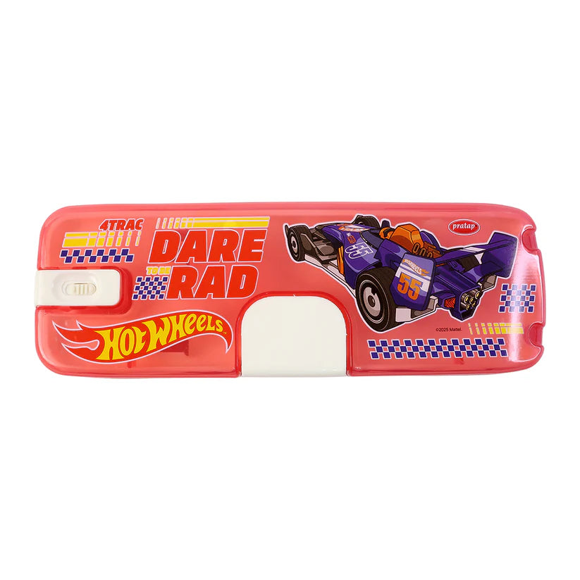 Plastic Pencil Box With Led Light  Cartoon Print (1 Pc)