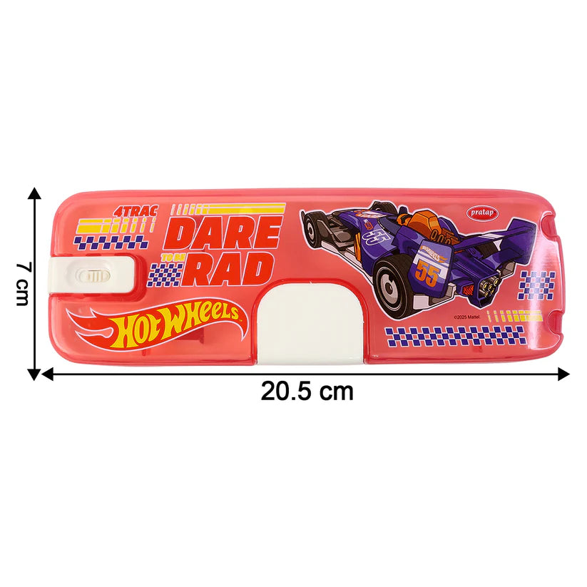 Plastic Pencil Box With Led Light  Cartoon Print (1 Pc)