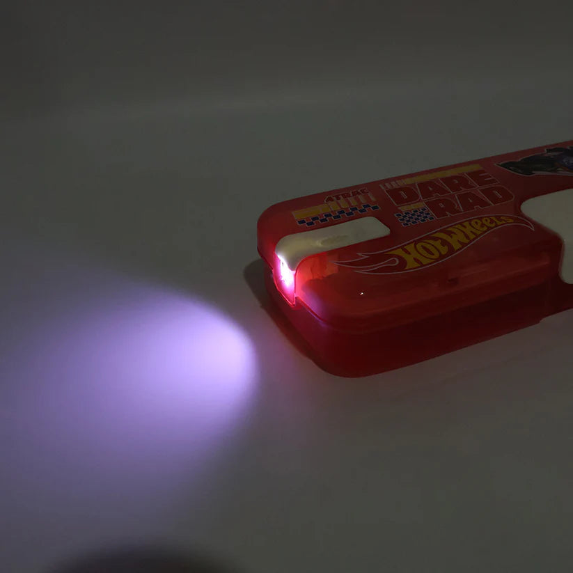 Plastic Pencil Box With Led Light  Cartoon Print (1 Pc)