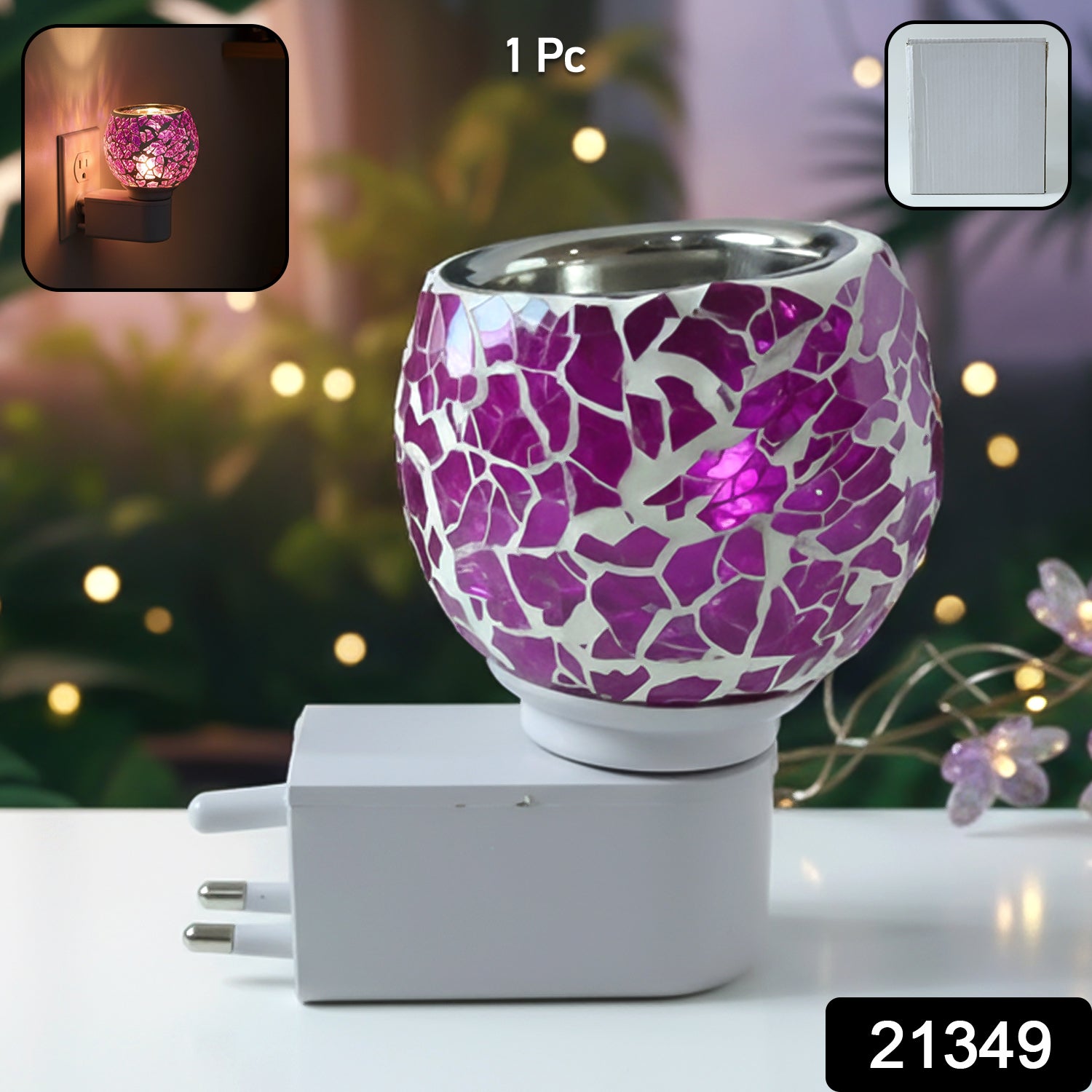 Premium Plug-in Mosaic Glass Aroma Diffuser  Night Lamp (1 Pc)