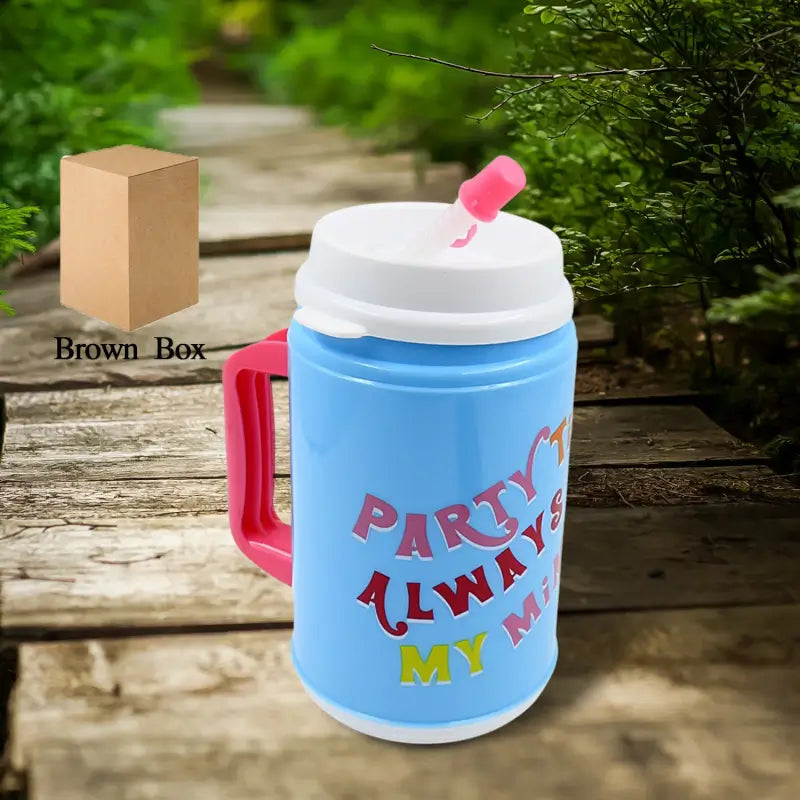 Insulated Mug with Lid Handle Flexible Straw with Cap (709 ML)