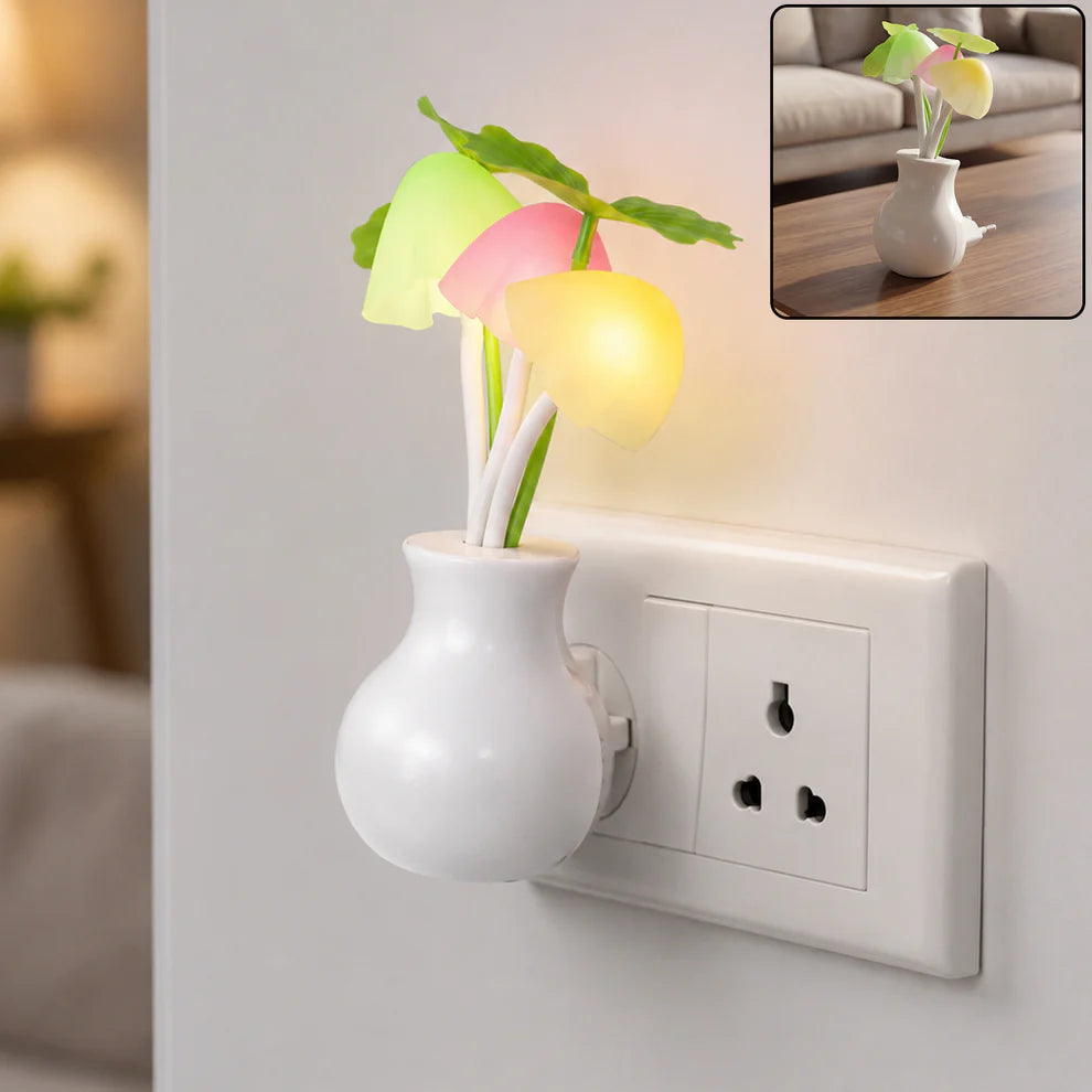 Led Dream Night Light Auto Onoff Sensor Mushroom Lamp (Multicolor)