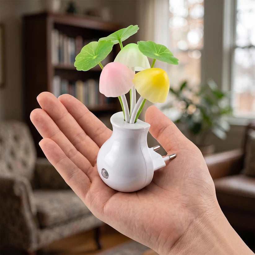 Led Dream Night Light Auto Onoff Sensor Mushroom Lamp (Multicolor)