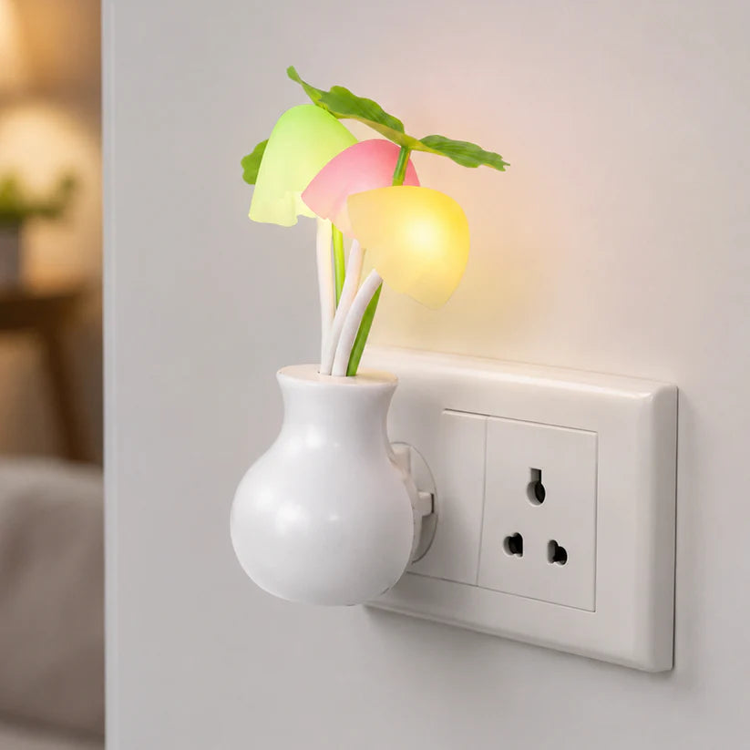 Led Dream Night Light Auto Onoff Sensor Mushroom Lamp (Multicolor)