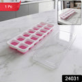 Multipurpose Plastic Ice Cube Tray With Lid (1 Pc 14 Gride  Pink)