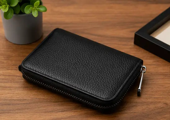 Premium PU Leather Credit Card Holder – 9 Slot Zipper Card Wallet for ATM, Debit, Credit & ID Cards