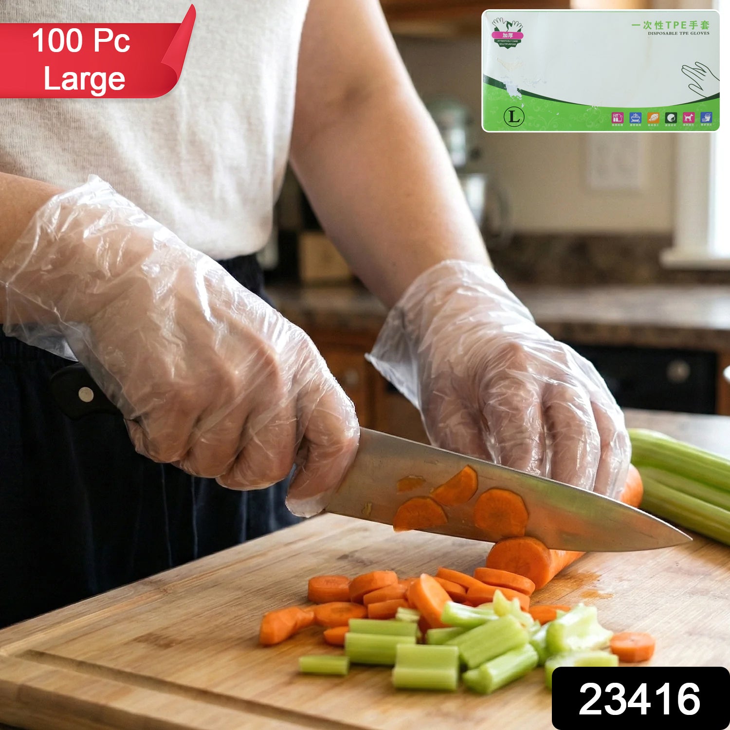 Disposable Clear Plastic Gloves (100 Pc Large)