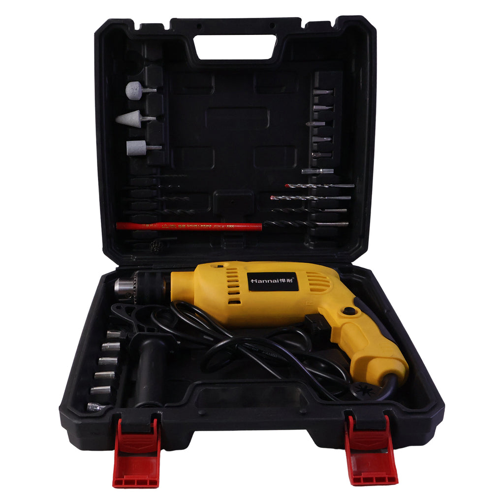 Heavy Duty Electric Drill Machine Tool Kit With Carry Case  2 Pin Plug (1 Set)