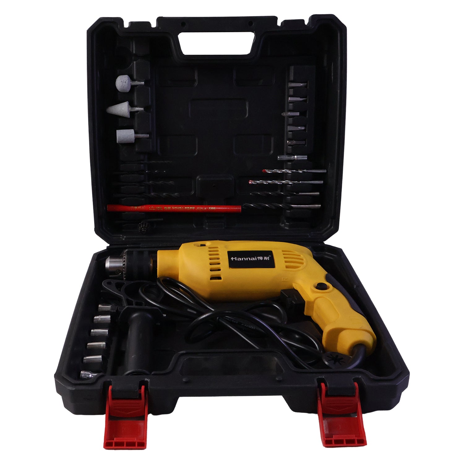 Heavy Duty Electric Drill Machine Tool Kit With Carry Case  2 Pin Plug (1 Set)