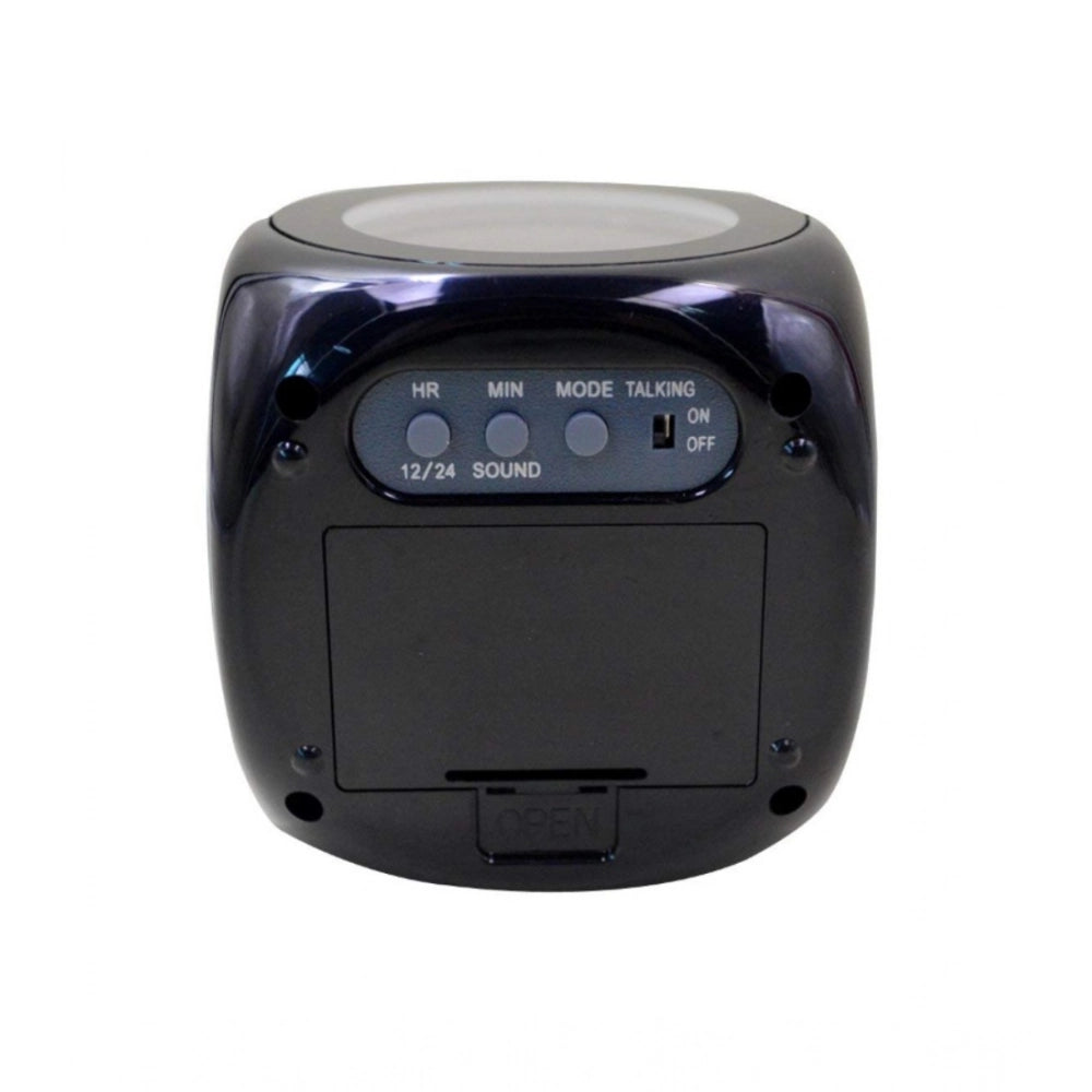 Time Display with Voice Projection And Wake-Up Alarm Clock (Color: Black)