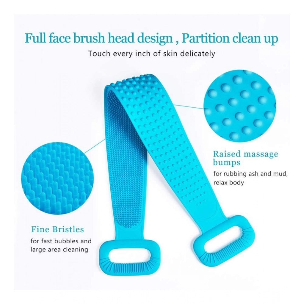 Pack Of 2_Silicone Bath Scrubber Belt – Dual-Sided Exfoliating Body Cleaning Strap (Color: Assorted )