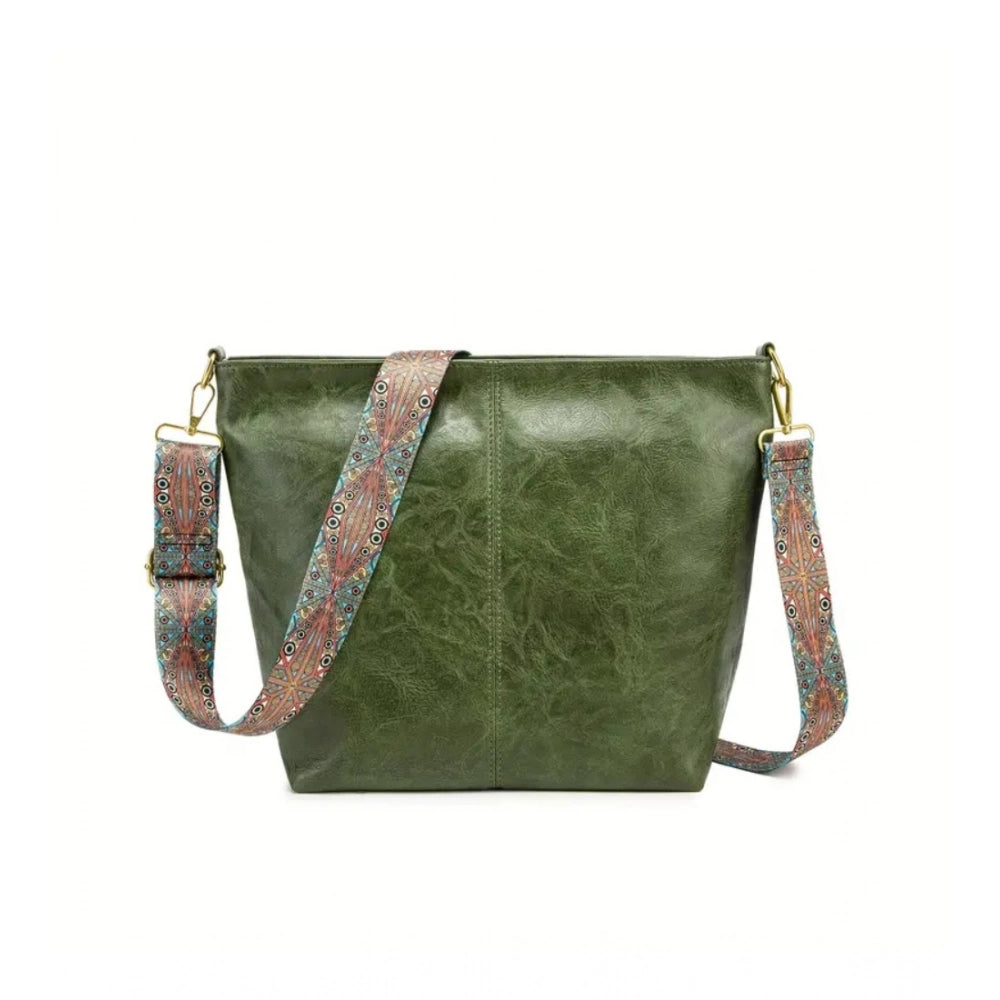 Women's PU Leather Zipper Handbag (Green)
