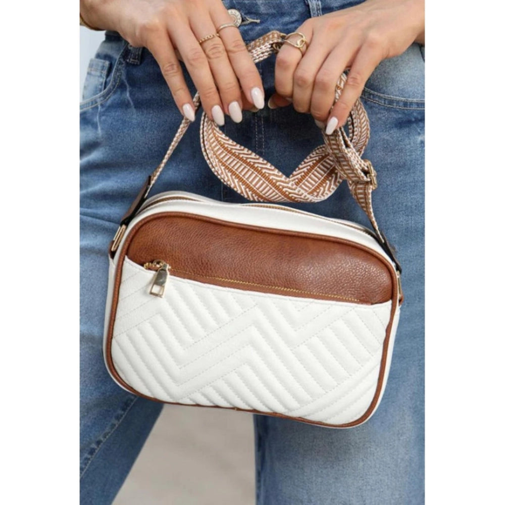 Women's PU Leather Zipper Sling Bag
