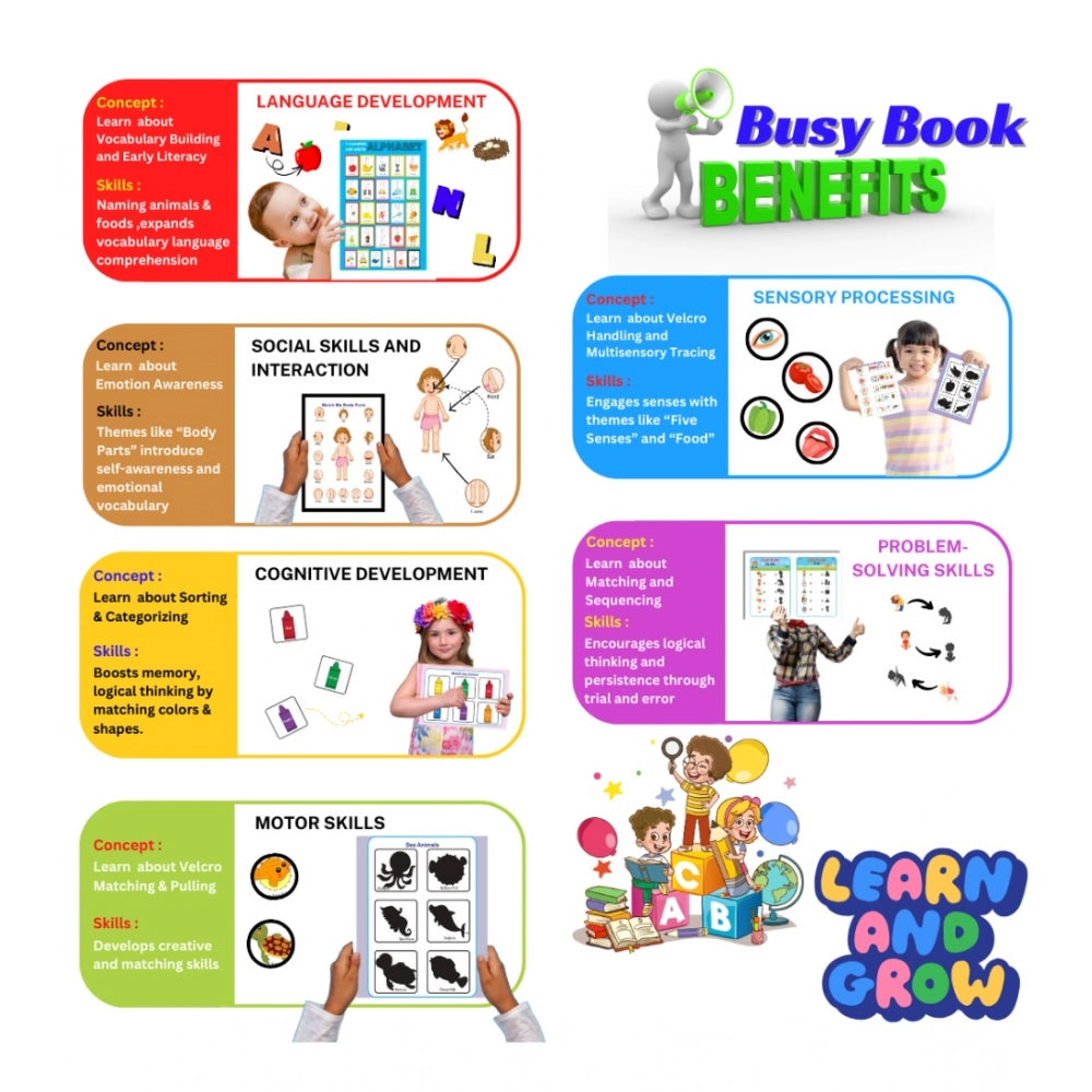 Montessori Busy Book Benefits– Complete Early Learning Activity Book (2–4 Years, Multicolor)